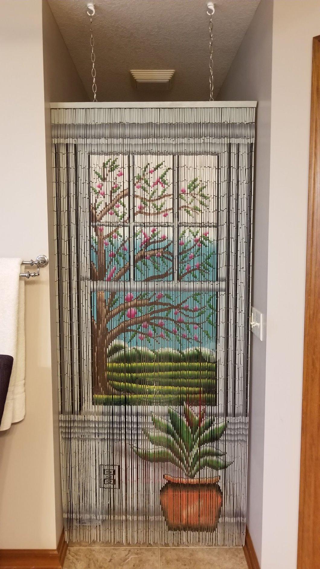 Bead Bamboo Curtain Window View Beaded Curtain Hand Painted Doorway Bathroom Wall Art Home Decor