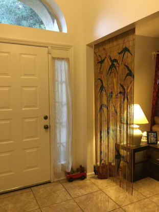 Tropical Bamboo Stalks Handmade String Beaded Doorway Curtain Room Divider Wooden Painted Art