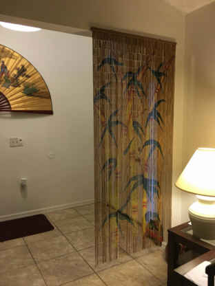 Tropical Bamboo Stalks Handmade String Beaded Doorway Curtain Room Divider Wooden Painted Art