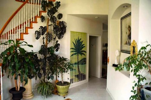 Palm Tree Beaded Bamboo Curtain Hand Painted Handmade Doorway Bathroom Wall Hanging Art Home Decor