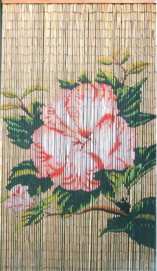 Red Flower Bead Curtain Bamboo