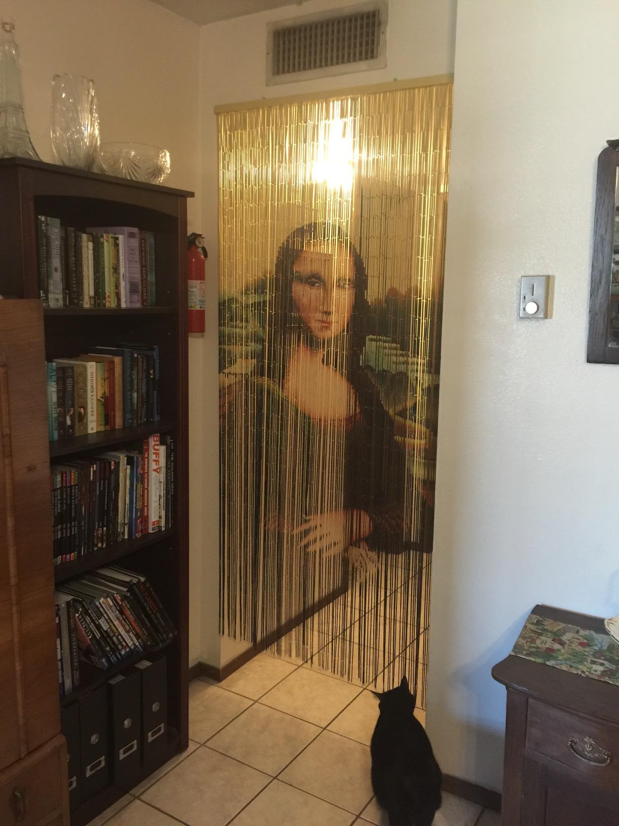 Bead Curtain Mona Lisa Bamboo Handmade Hand Painted Curtains Doorway Room Divider Home Decor Wall Art Hanging