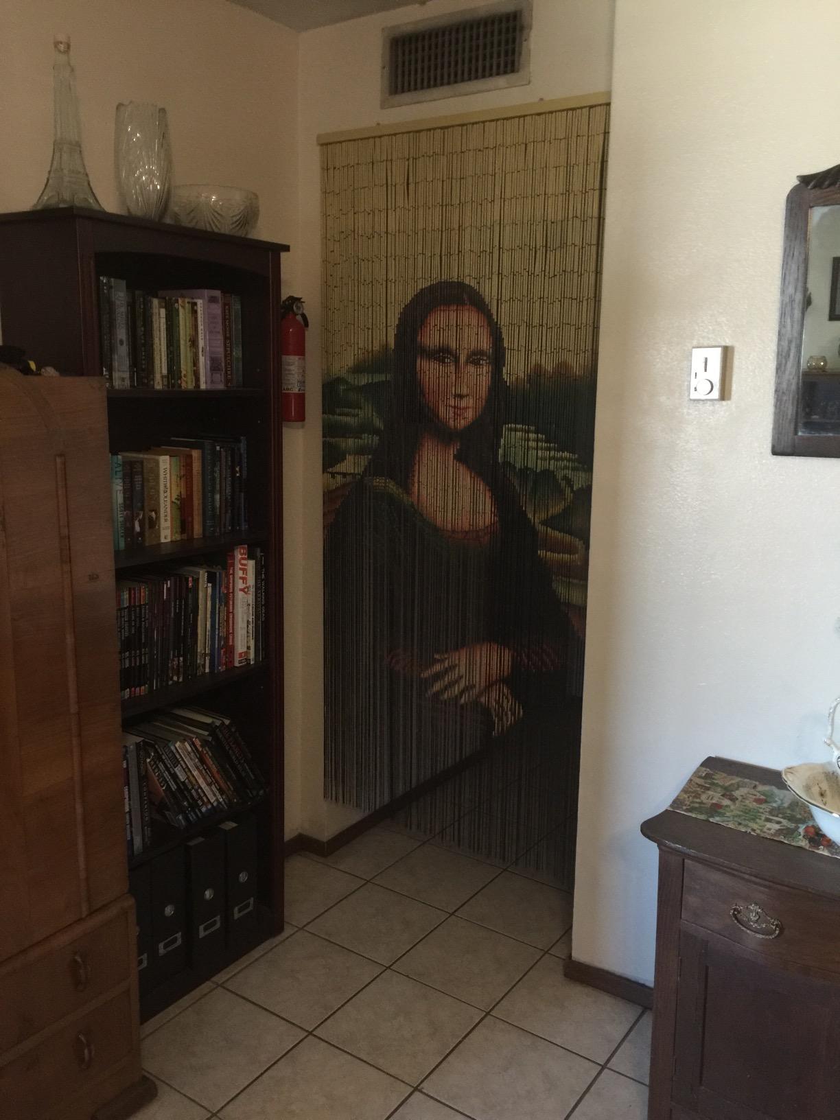 Bead Curtain Mona Lisa Bamboo Handmade Hand Painted Curtains Doorway Room Divider Home Decor Wall Art Hanging