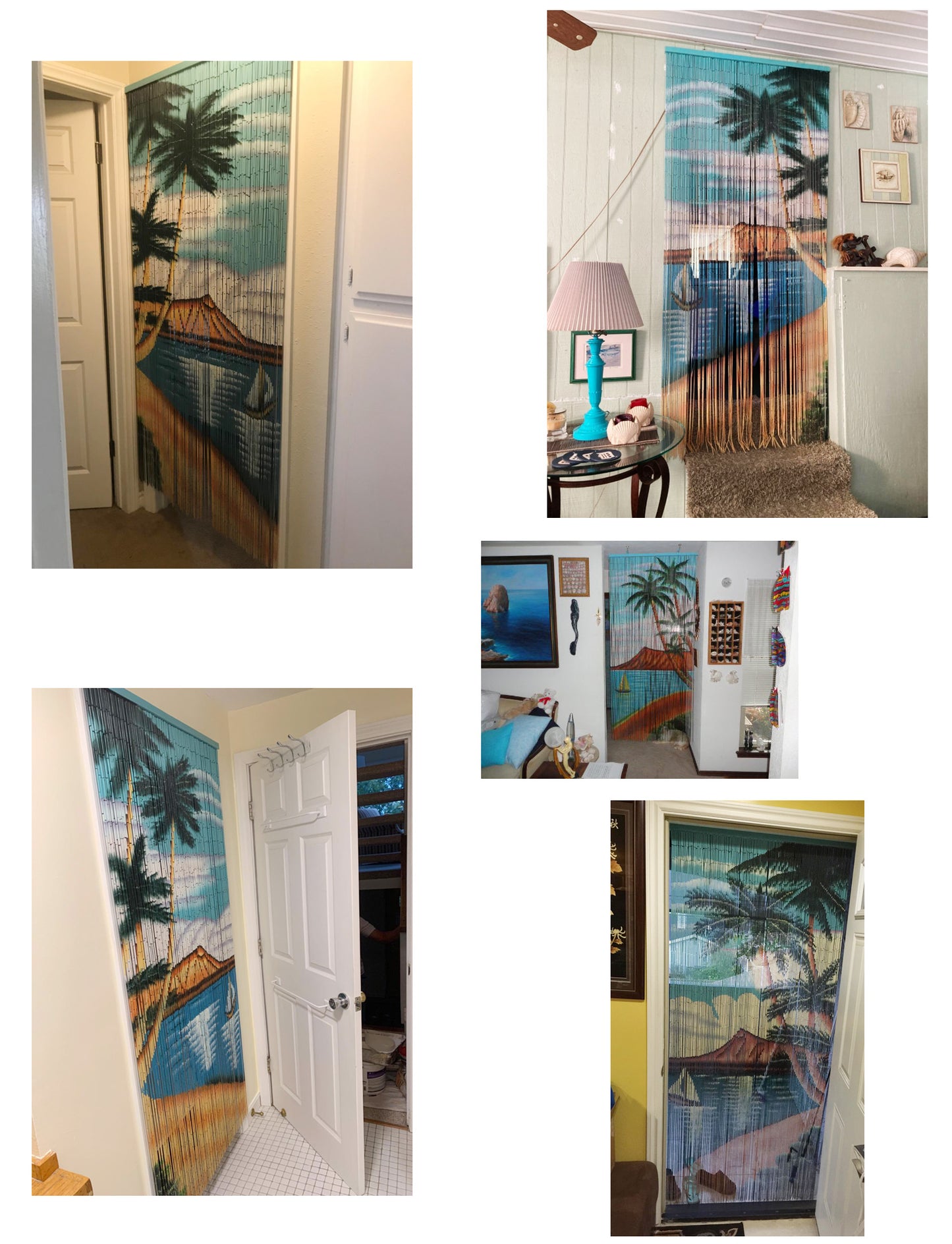 Waikiki Bead Bamboo Curtain Hand Painted Bamboo Doorway Bathroom Wall Art Home Decor