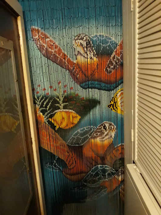 Bead Curtain Three Turtles Bamboo Beaded Curtain Hand Painted Bamboo Door Beads Doorway Bathroom Wall Art Home Decor